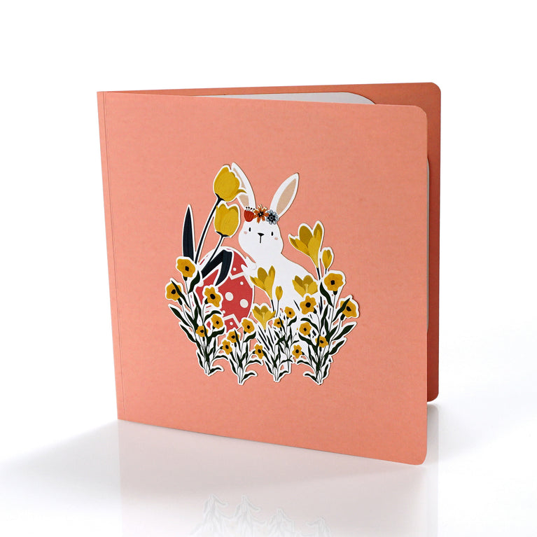 Easter 3D Greeting Card with Bunny Egg in Orange Color