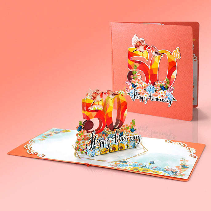 Happy Anniversary 40th, 50th, and 60th with 3D Cut Popup Greeting Card