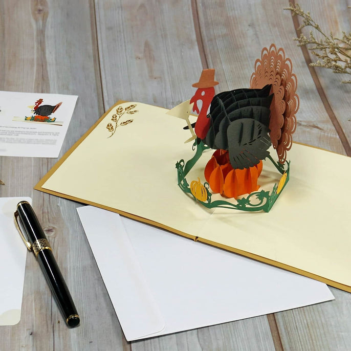Thanksgiving Day in the USA and 3D cut popup greeting card