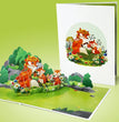 3D pop-up greeting card for Mom with happy family Fox and her children