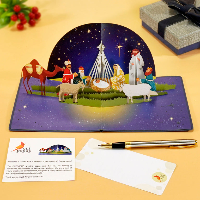 3D Popup Greeting card of the night of God was born