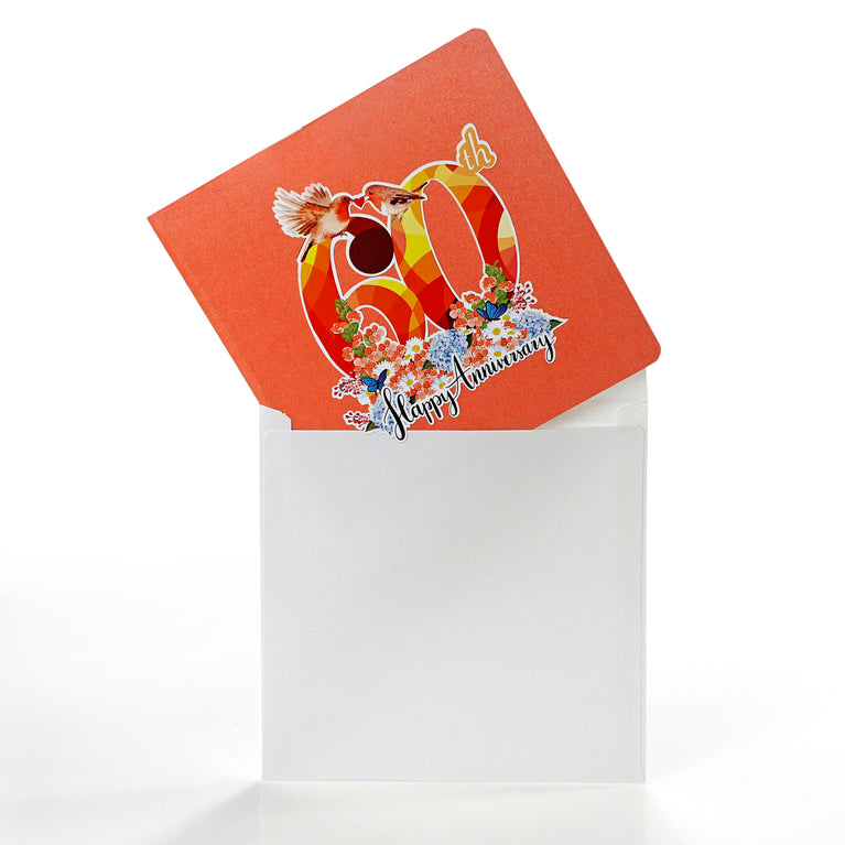 60th Anniversary Pigeon Couple 3D Pop Up Card