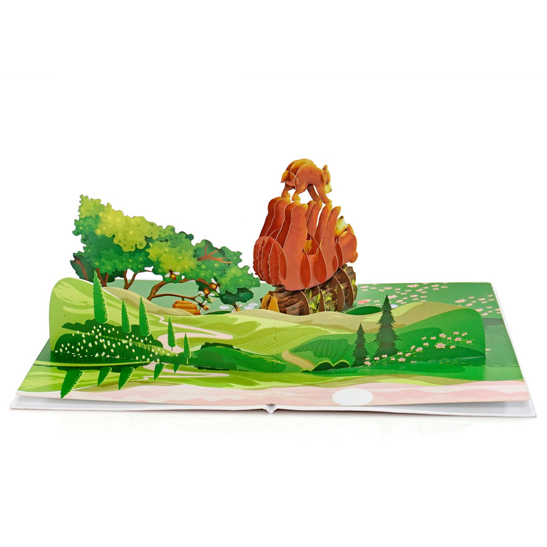 3D pop-up greeting card for Mom with a model of a mother bear playing with her child