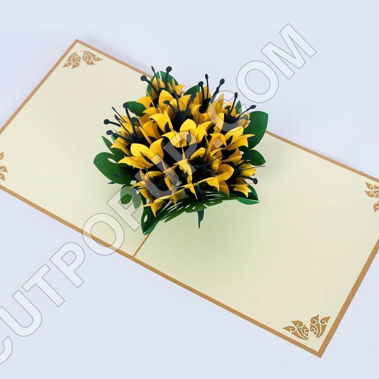 Azalea Flower (Yellow Flower) Pop Up Card