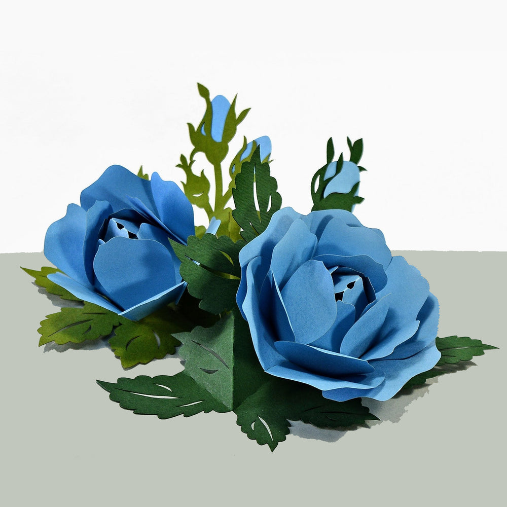Blue Roses 3D Pop Up Card