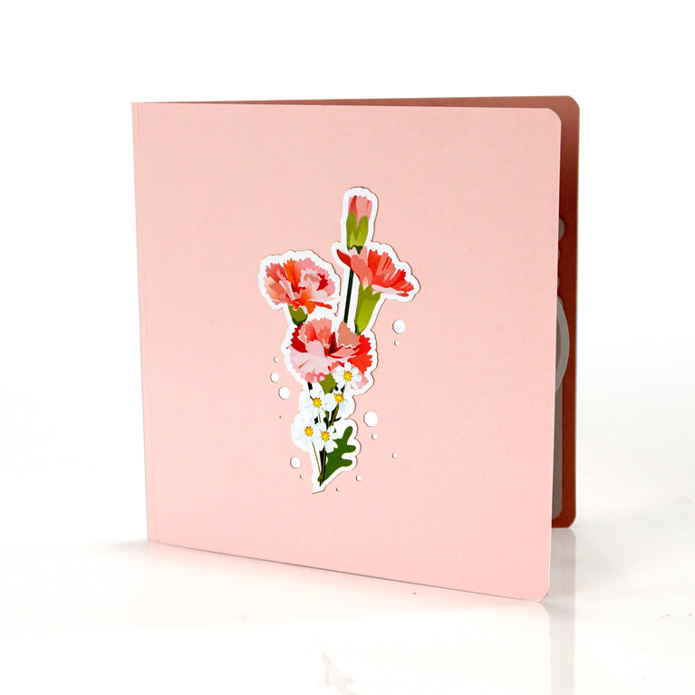 Carnation 3D Greeting Popup Card Flower for Mother's Day