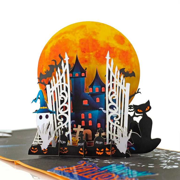 Castle and Blood Moon 3D Pop Up Card for Halloween