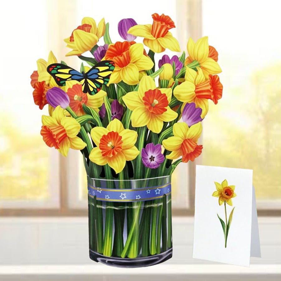 Daffodils 3D Pop-up Card Flower Large size (10 x 12 inch)