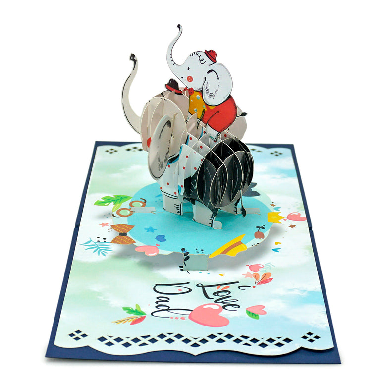 Father's Day 3D Popup Card (Dad with Elephant Son)