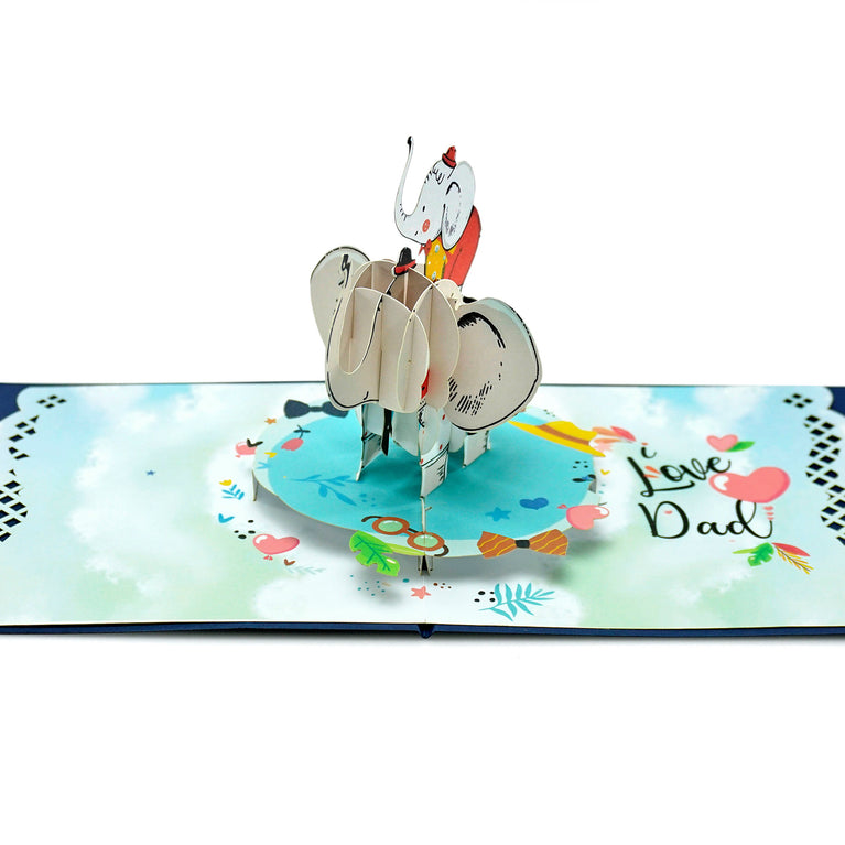 Father's Day 3D Popup Card (Dad with Elephant Son)
