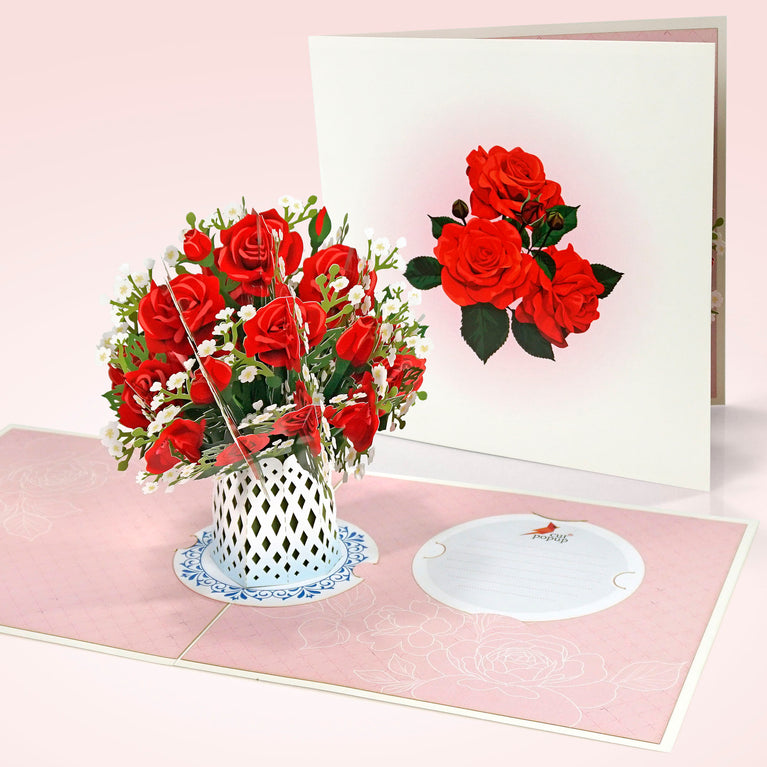 Flower paper craft Rose - 3D pop up can take out able