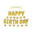 Gold Glitter Happy Birthday Banner - Pre-Strung - and Gold Glitter Circle, Star, Heart, Gift Dots Garland for Men Women Birthday Party Decorations, Happy Birthday Door Banner