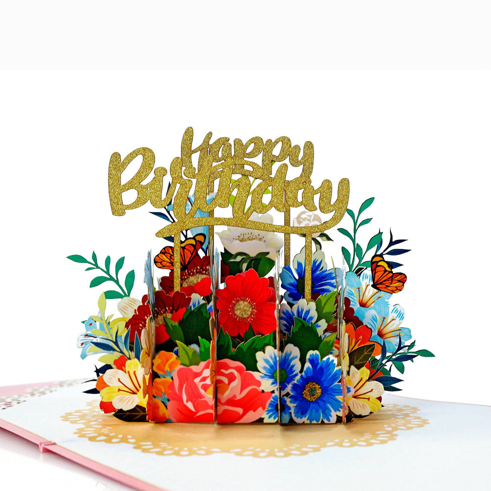 Happy Birthday Flowers Pop-up Card