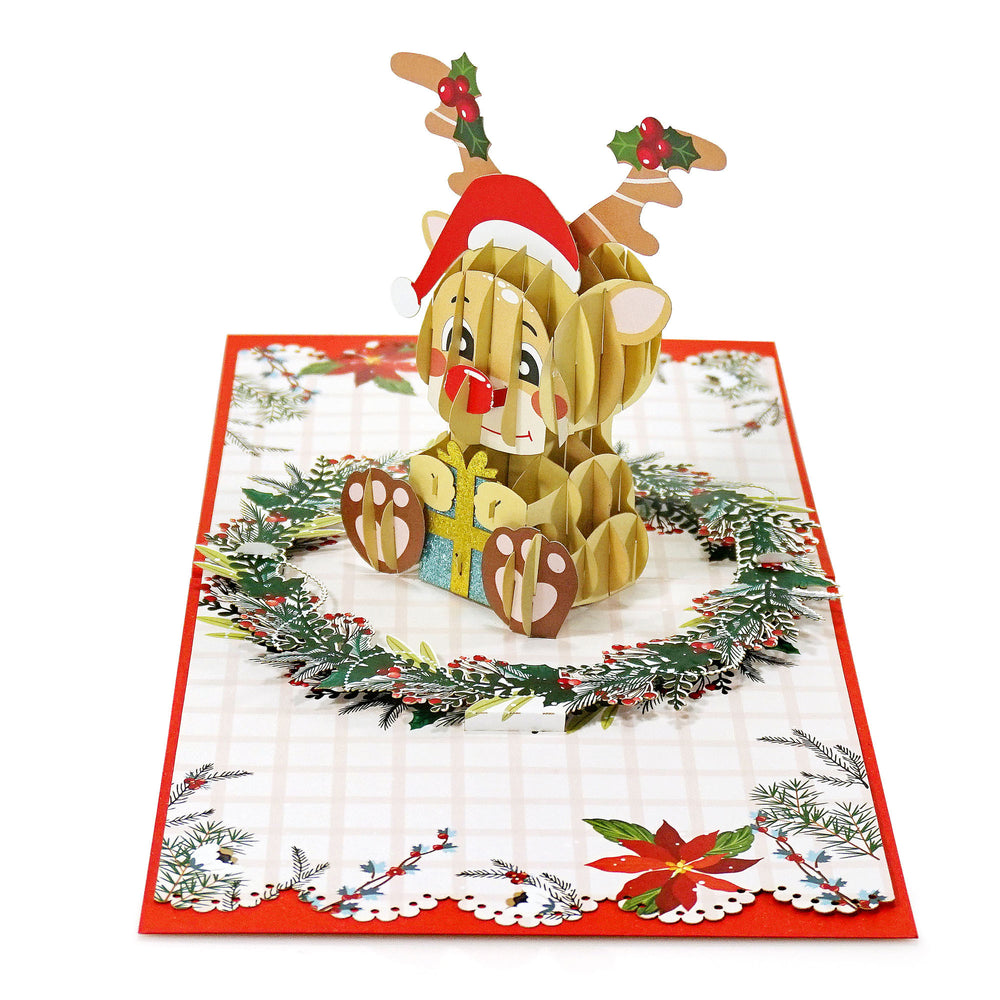Happy Christmas 3D Popup Card with Reindeer