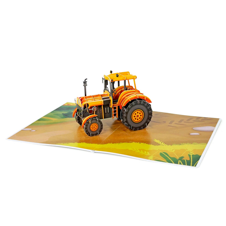 Happy Father's Day Banner with tractor 3D model pop-up card for him