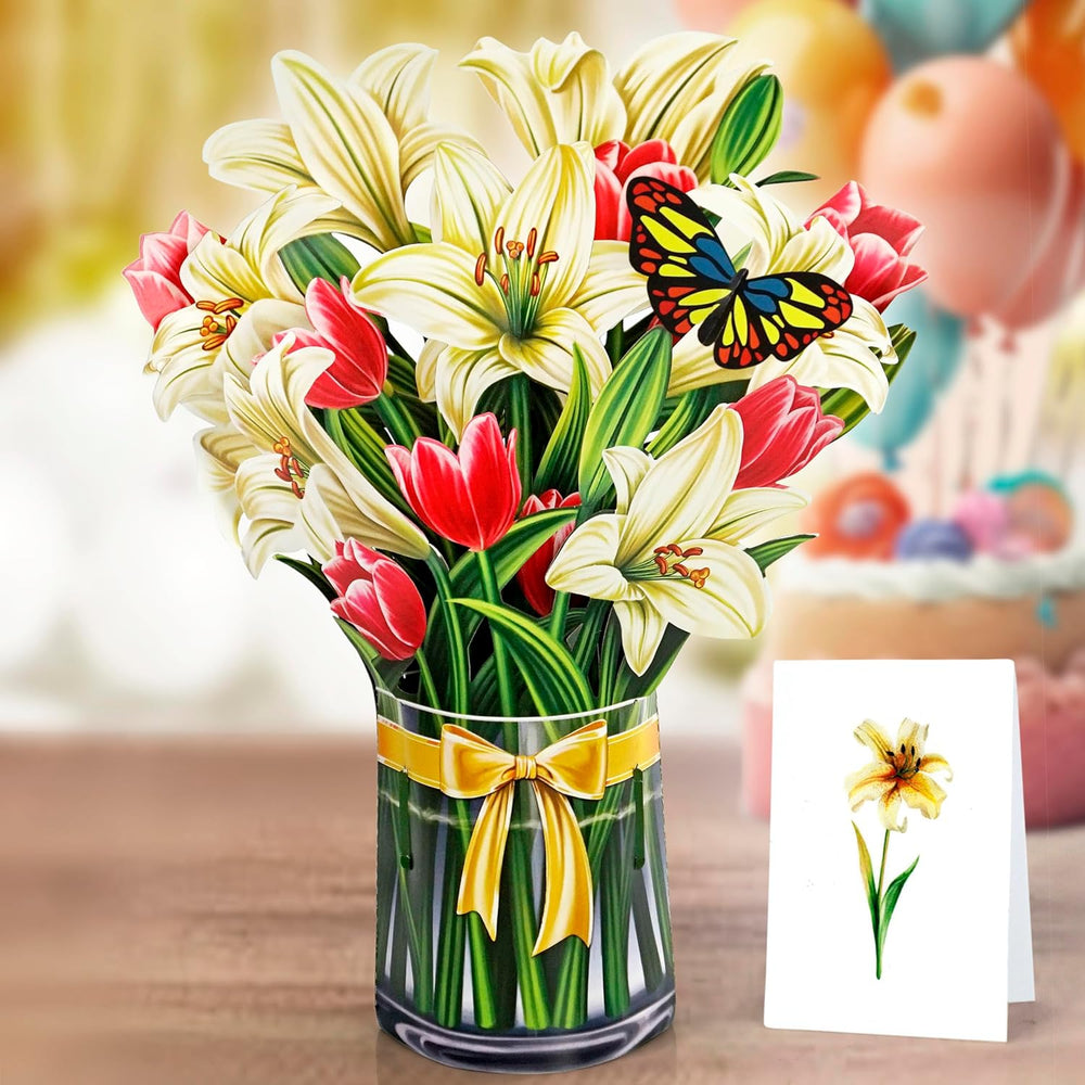 Lily Flower Paper 3D Pop-up Card Large size (10 x 12 inch)