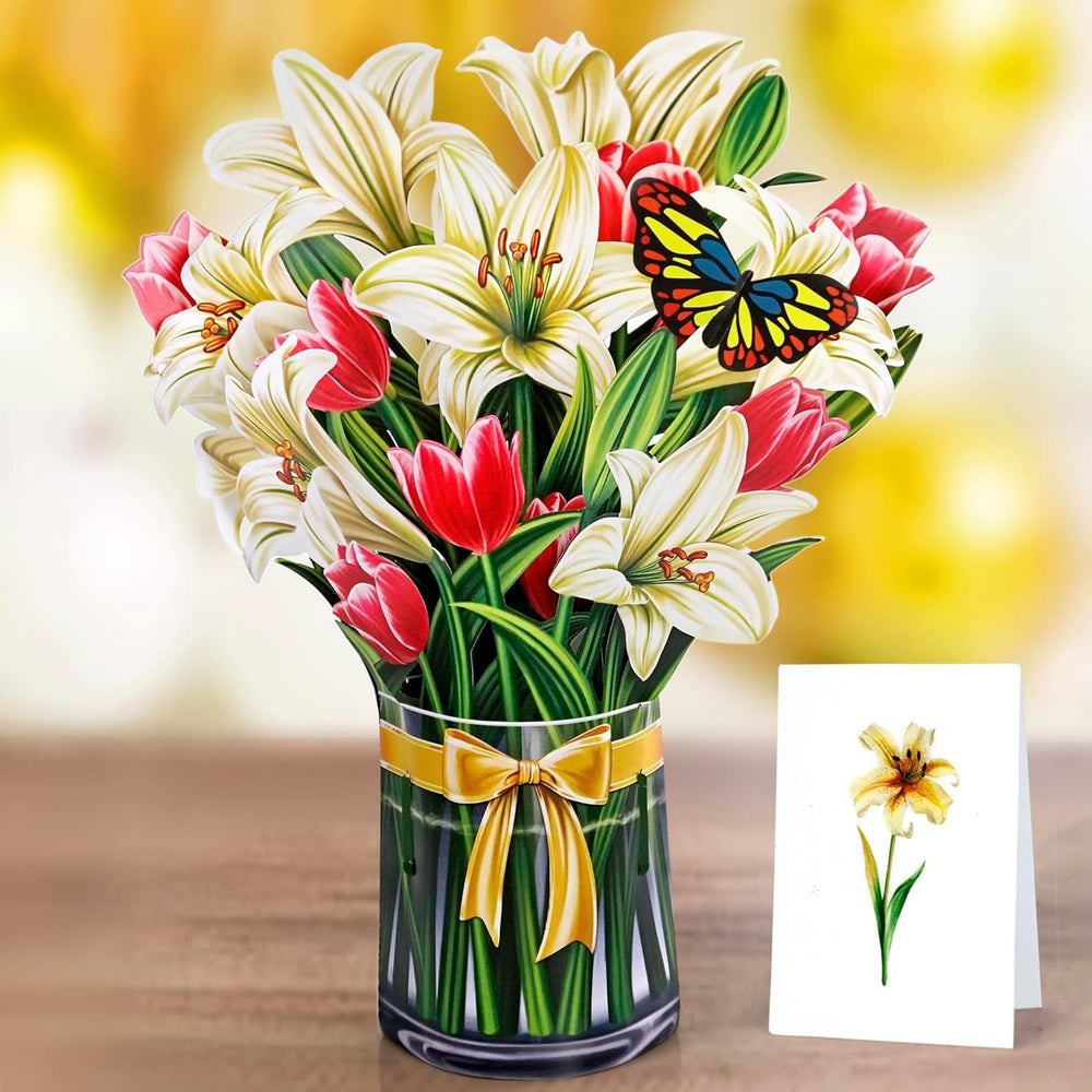 Lily Flower Paper 3D Pop-up Card Small size (6 x 7.5 inch)