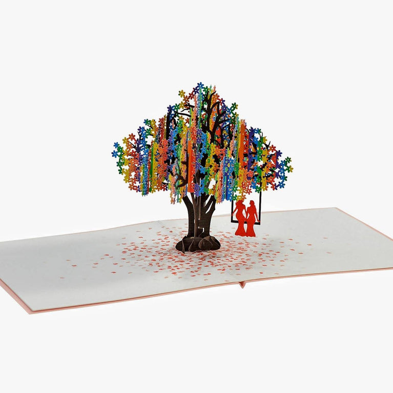 Love Scene Rainbow Tree Same Sex Female 3D Pop Up Card