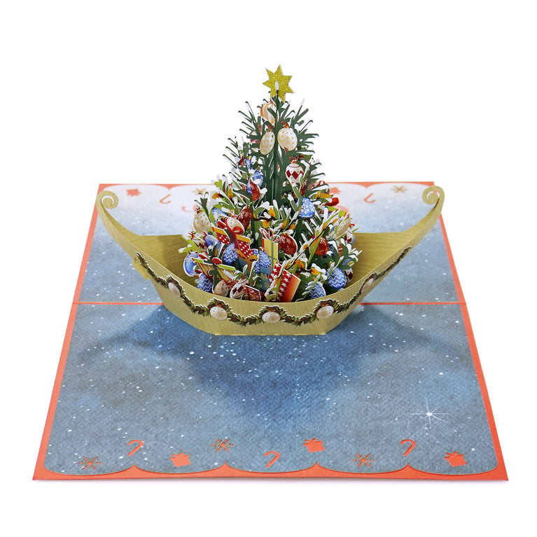 Merry Christmas Tree on the Boat 3D Card Pop Up for Family