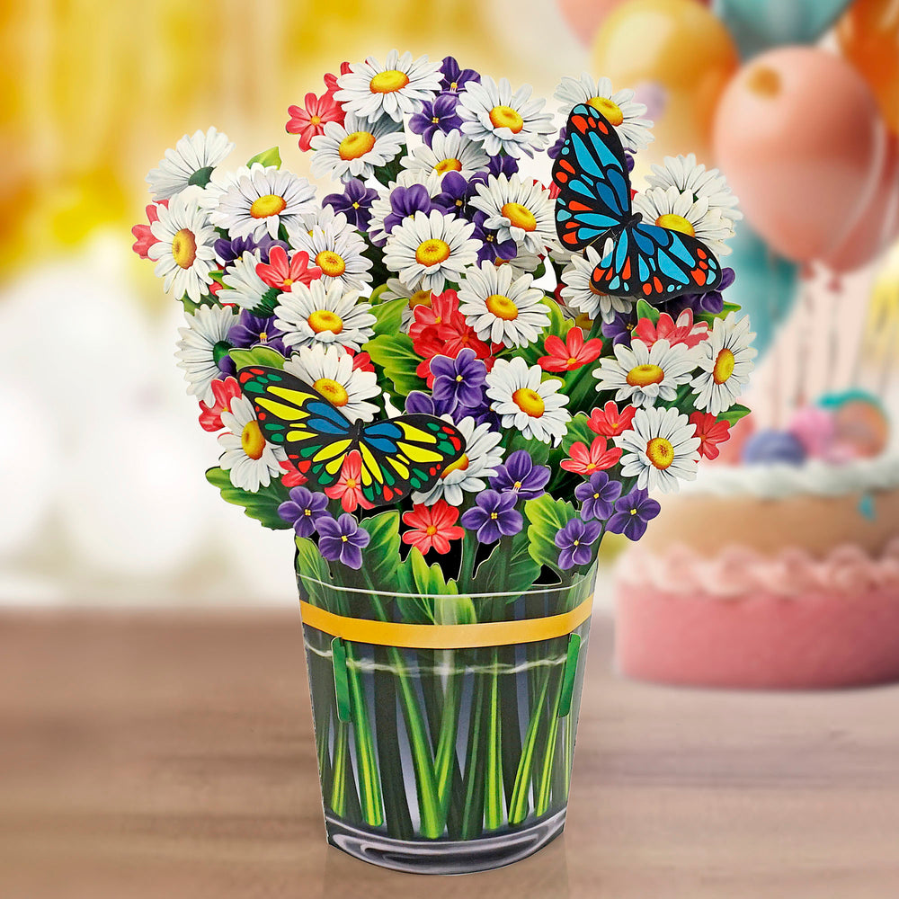 Multicolored Daisy 3D Pop-up Card Flower Large size (10 x 12 inch)