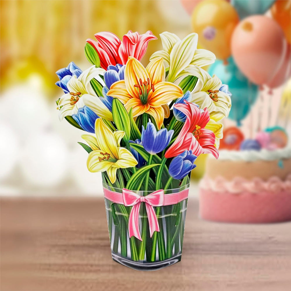 Multicolored Lyly 3D Pop-up Card Flower Small size (6 x 7.5 inch)