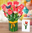 Pink Tulips Bouquet 3D Pop-up Card Flower Large size (10 x 12 inch)