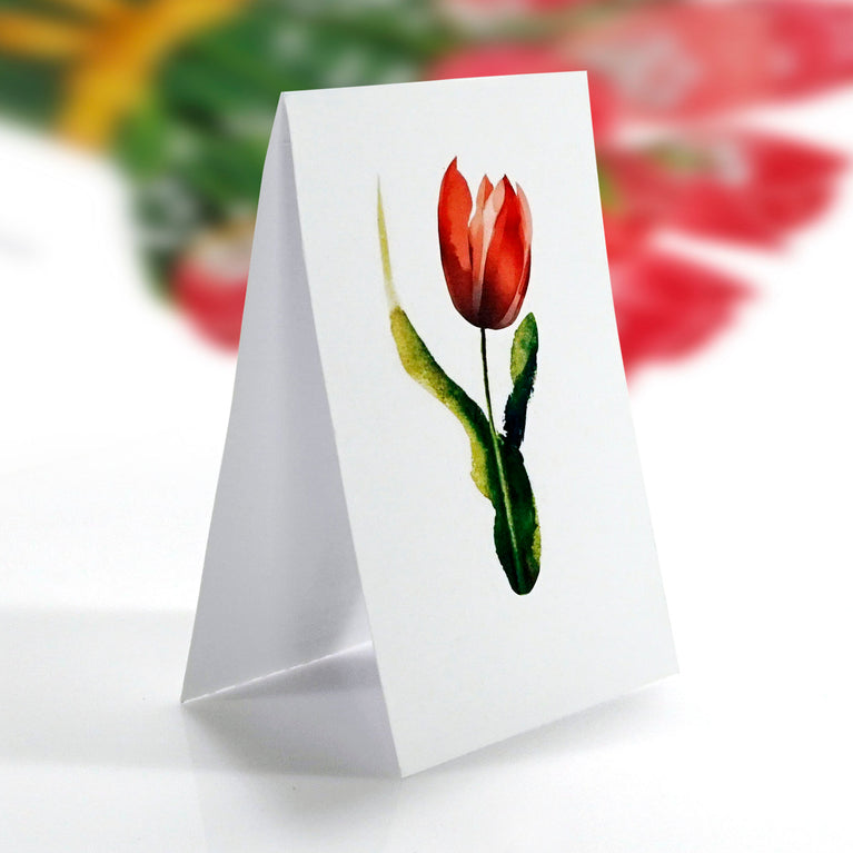Pink Tulips Bouquet 3D Pop-up Card Flower Small size (6 x 7.5 inch)