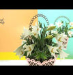 White Lily Flower Basket Pop Up Card