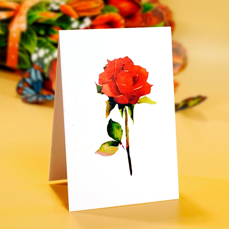 Red Rose Bouquet 3D Pop-up Card Flower Large size (10 x 12 inch)