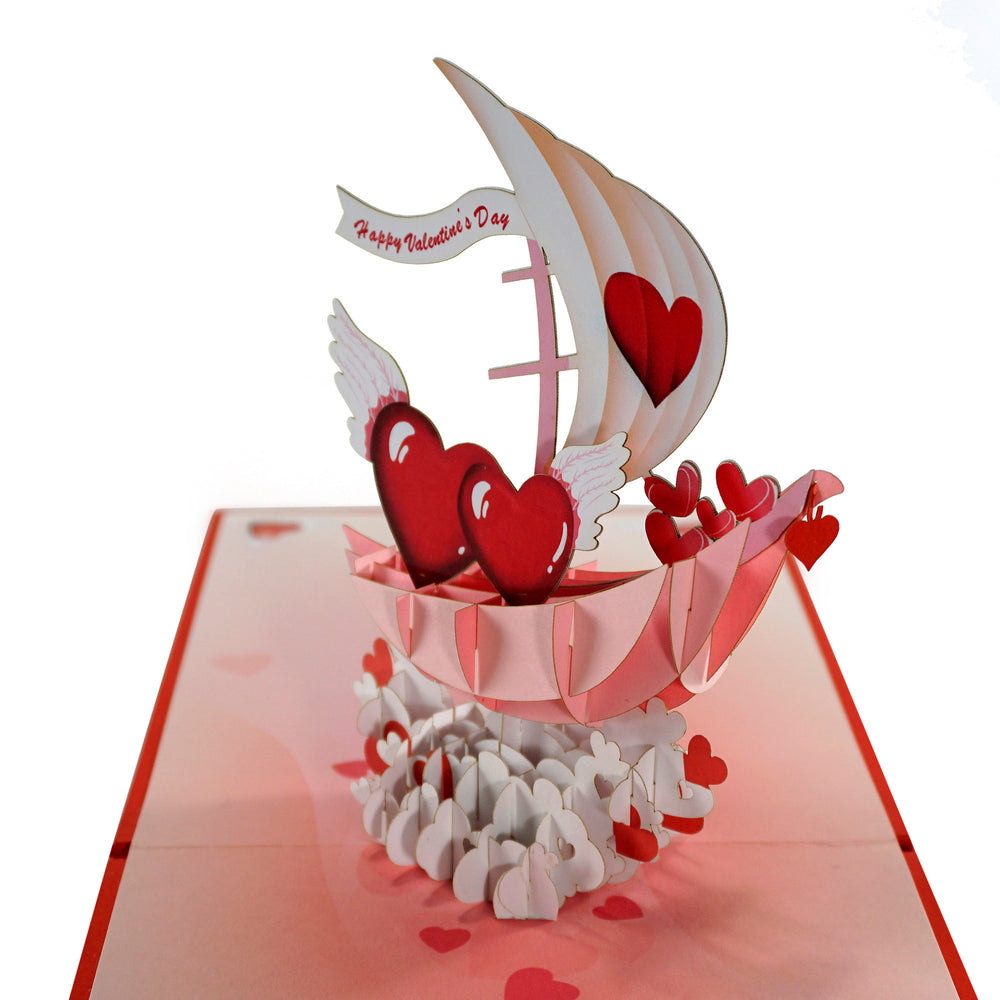 Romantic 3D Love Boat Cards Pop Up for Valentine