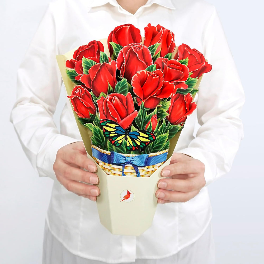 Rose Bouquet 3D Pop-up Card Flower Large size (10 x 12 inch)