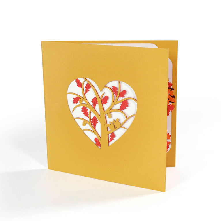 Squirrel Couple Heart Tree Pop Up Card