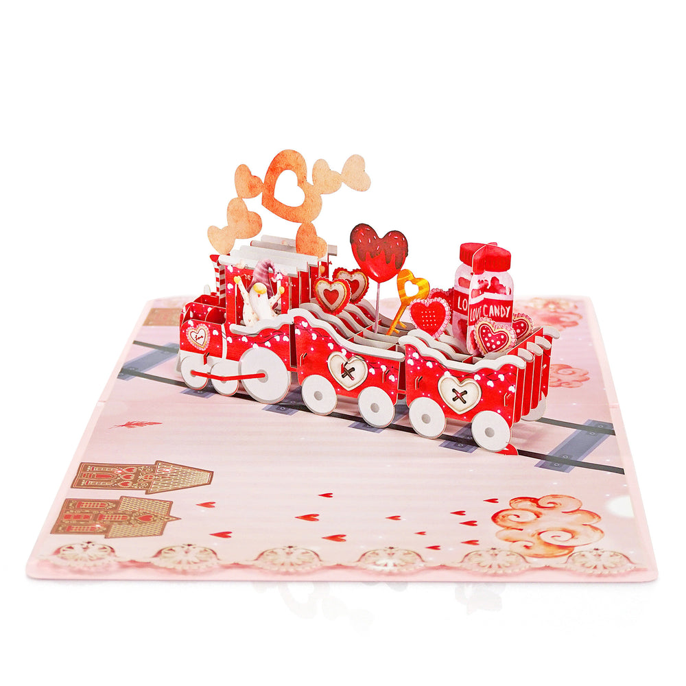 Train Valentine Handmade Paper 3D Love Pop-Up card