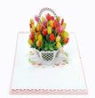 Tulip Flowers Basket Pop Up Card