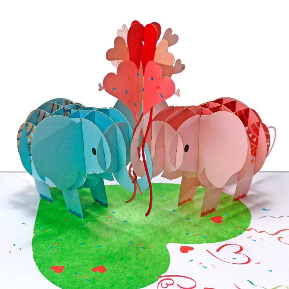Valentine 3D Cards Pop Up Love Elephant Couple