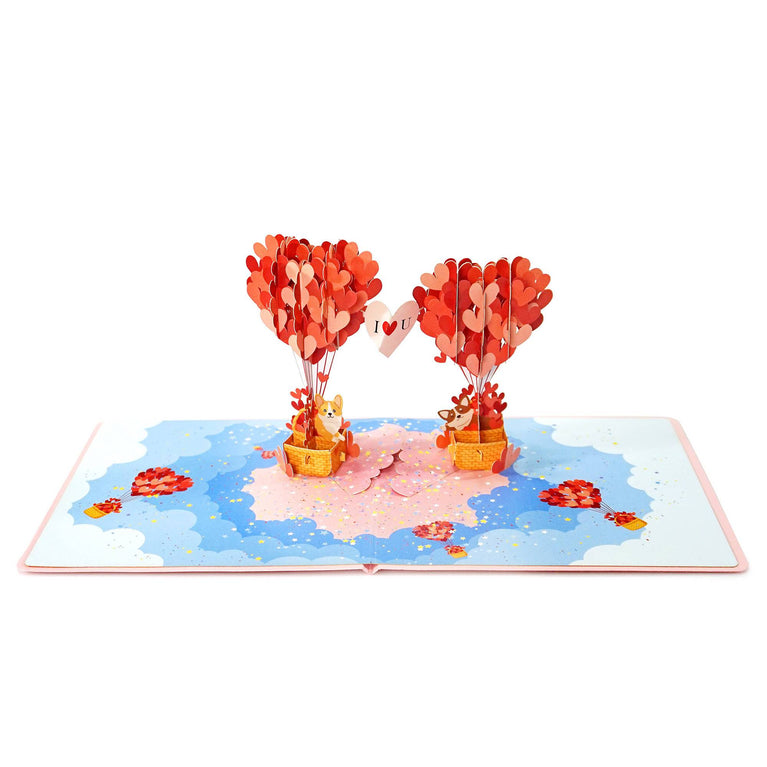 Valentines with Hot Air Balloon 3D cut Popup card