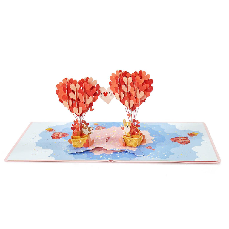 Valentines with Hot Air Balloon 3D cut Popup card