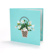 White Lily Flower Basket Pop Up Card