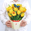 Yellow Tulips Bouquet 3D Pop-up Card Flower Large size (10 x 12 inch)