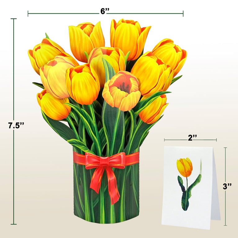 Yellow Tulips Bouquet 3D Pop-up Card Flower Small size (6 x 7.5 inch)