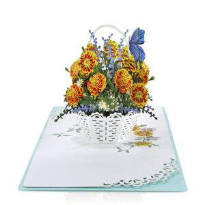 Yellow-marigold-flowers-basket-3D-paper-02