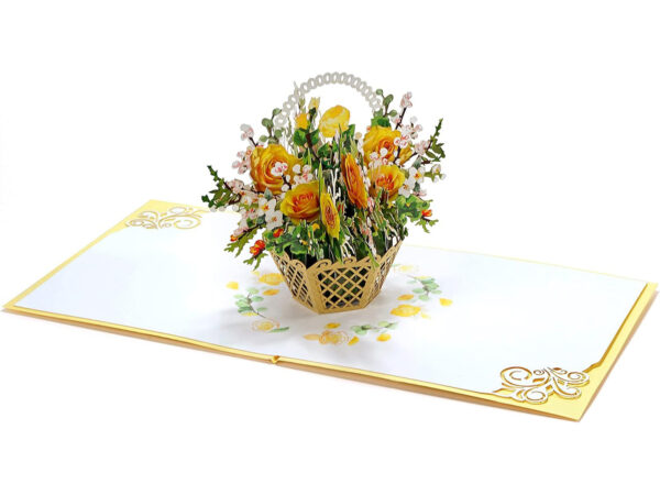 yellow roses basket 3D Popup card for her-03