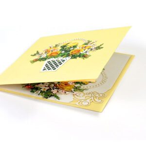 yellow roses basket 3D Popup card for her-06