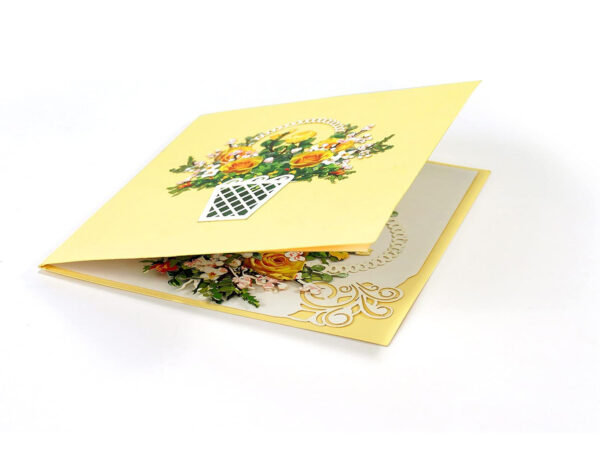 yellow roses basket 3D Popup card for her-06