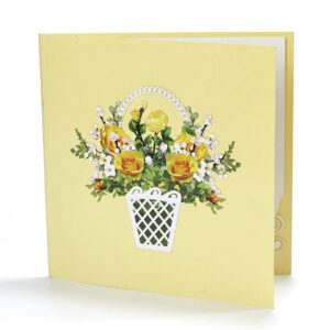 yellow roses basket 3D Popup card for her-07