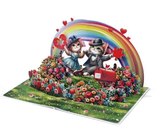 Happy-valentine-greeting-card-with-3D-Cat-couple-03