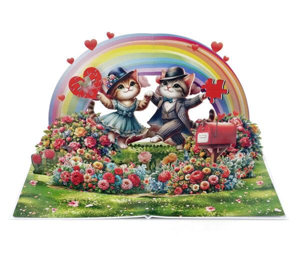 Happy-valentine-greeting-card-with-3D-Cat-couple-04