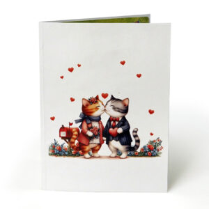 Happy-valentine-greeting-card-with-3D-Cat-couple-11