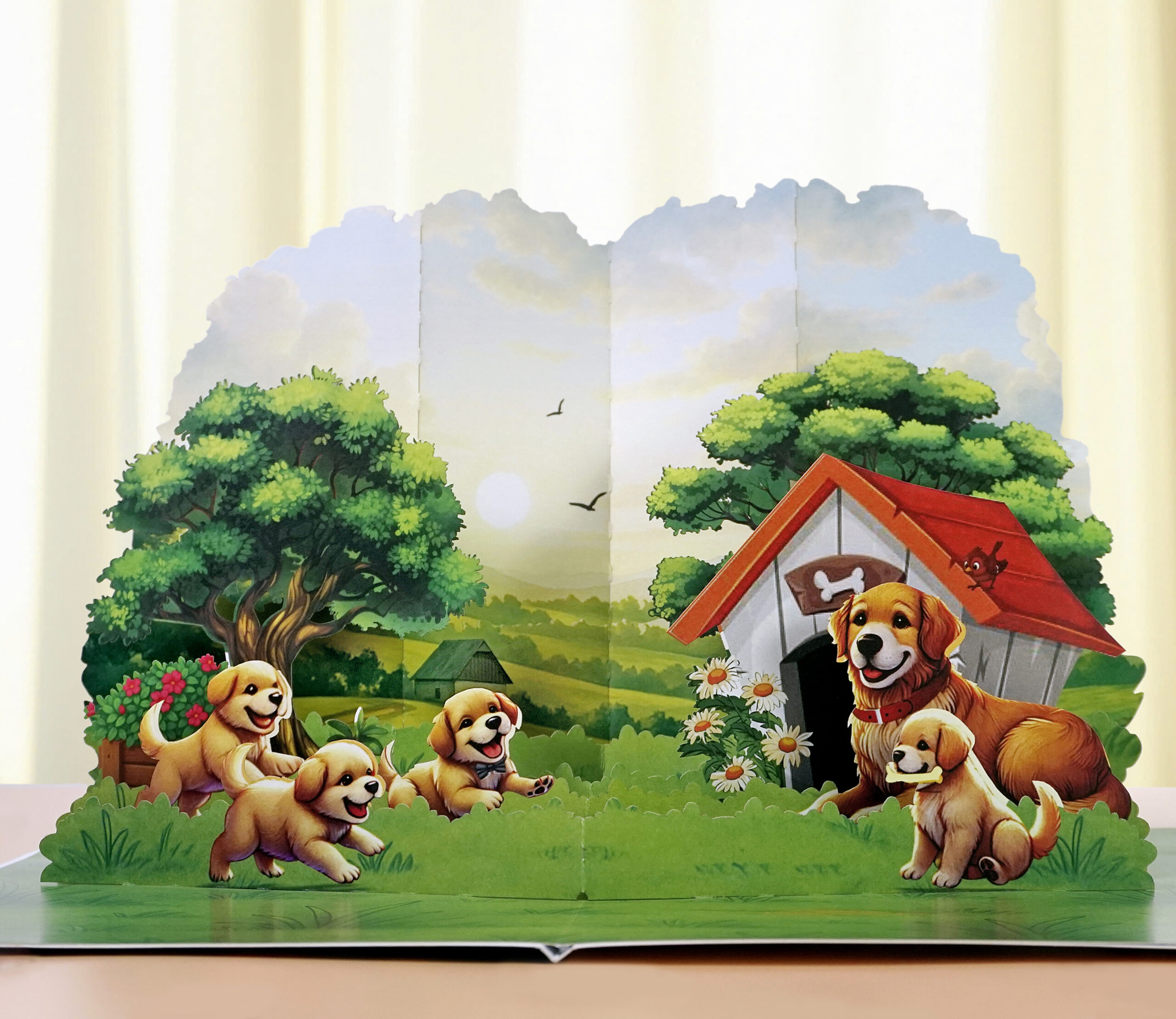 Father-Dog-with-his-son-3D-Pop-Up-Card-01