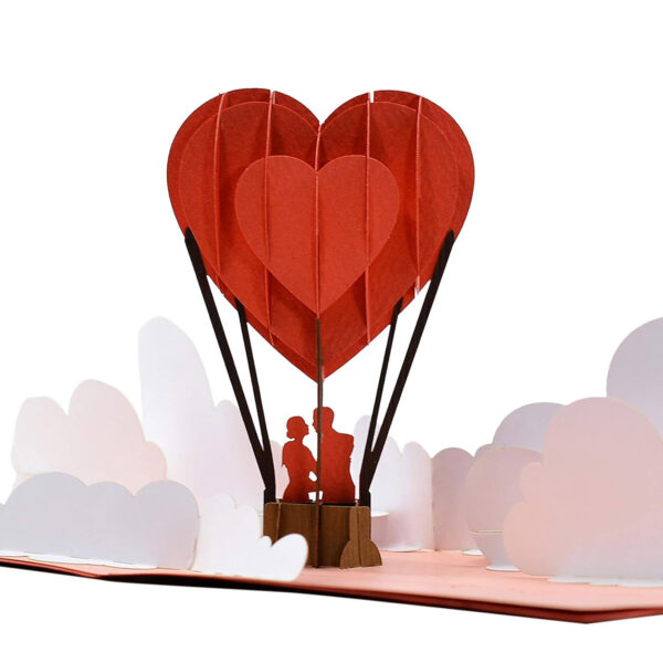 Romantic Heart Hot Air Balloon 3D Pop-Up Card